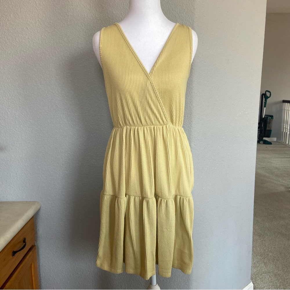 Caution To The Wind Yellow V-Neck Mini Dress